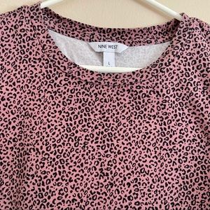 Nine West mauve animal print midi cotton t-shirt dress. Size Large